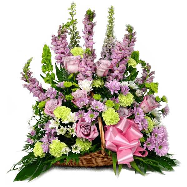 Lavender Funeral Basket Arrangement